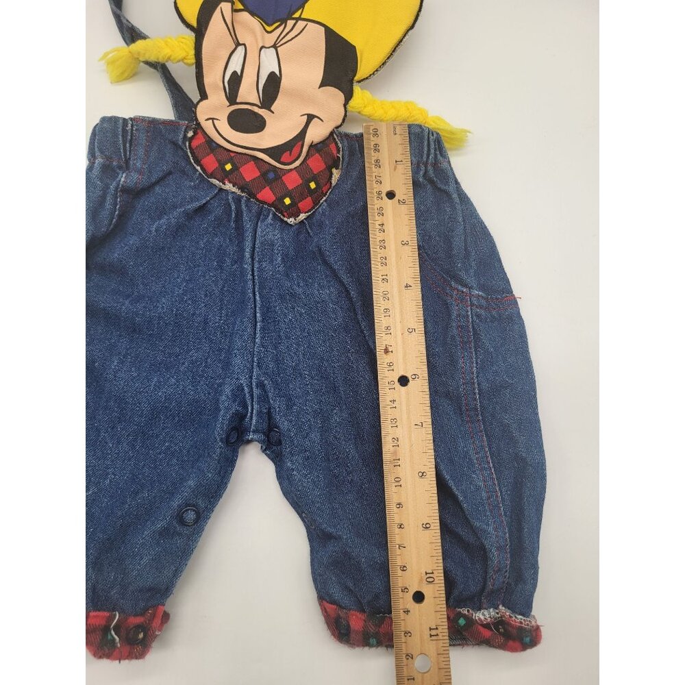 VTG Minnie Mouse Cowgirl Farmer Country Applique Denim Overalls One Piece 6-9M - Picture 6 of 10